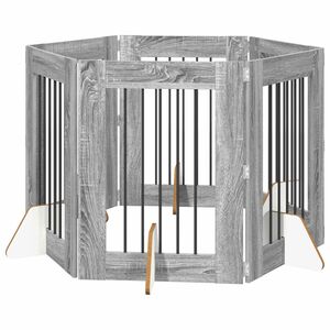 vidaXL Poartă pentru c&acirc;ini cu suporturi 6 pcs Sonoma gri 60 x 80 cm