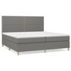 vidaXL Pat box spring cu saltea, gri &icirc;nchis, 200x200 cm, textil