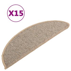 vidaXL Covorașe pentru scări, 15 buc., 56x17x3 cm, maro, semirotunde