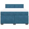 vidaXL Pat box spring cu saltea, albastru, 160x200 cm, catifea