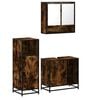 vidaXL Set mobilier de baie, 3 piese, stejar fumuriu, lemn prelucrat