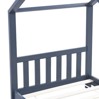 vidaXL Cadru de pat de copii, gri, 80 x 160 cm, lemn masiv de pin
