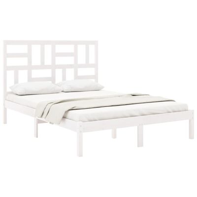 vidaXL Cadru de pat, alb, 160x200 cm, lemn masivvidaXL