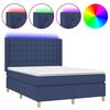 vidaXL Pat cu arcuri, saltea și LED, albastru, 140x190 cm, textil