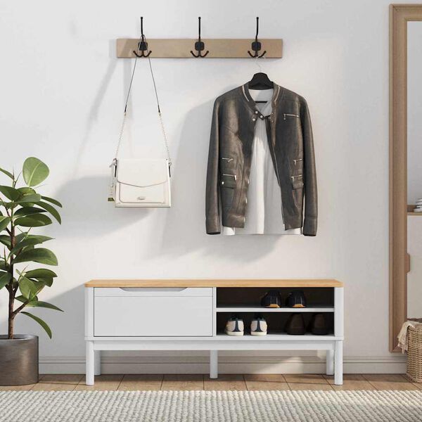 vidaXL Bancă de hol FLORO Alb 115 x 40 x 45 cm Lemn de pin masiv