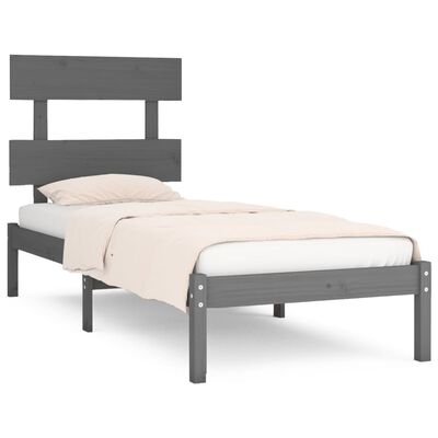 vidaXL Cadru de pat, gri, 90x200 cm, lemn masiv