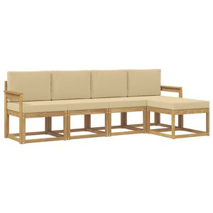 vidaXL Set de canapele de exterior cu pernă 5 pcs Alb și Bej