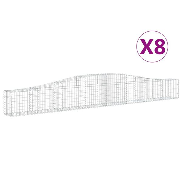 vidaXL Coșuri gabion arcuite 8 buc, 400x30x40/60 cm, fier galvanizat