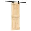 vidaXL Ușă glisantă Natural și Negru 70 x 210 cm Lemn de Pin Solid