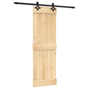 vidaXL Ușă glisantă Natural și Negru 70 x 210 cm Lemn de Pin Solid