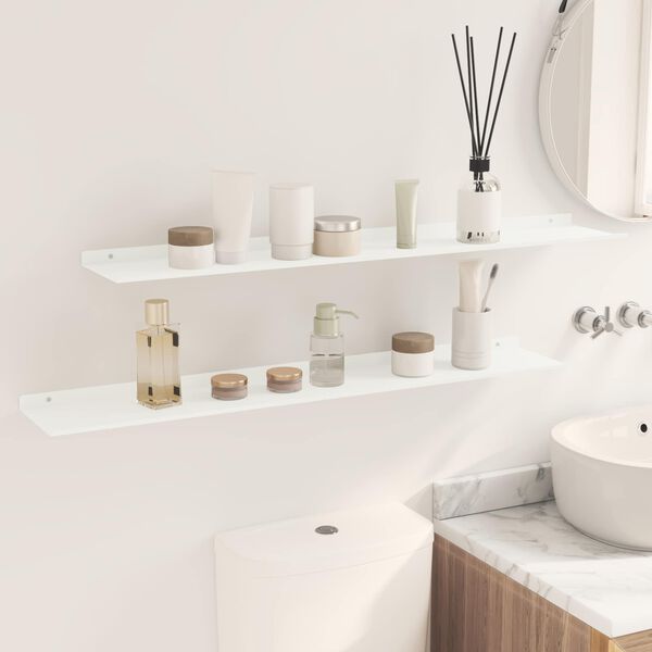 vidaXL Raft suspendat Pe perete 2 pcs Alb 100 x 18 x 2,5 cm Oțel