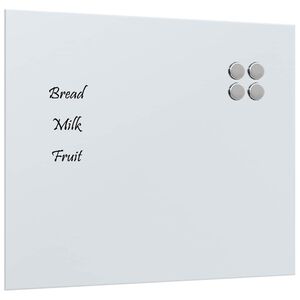 vidaXL Tablă magnetică de perete, alb, 60x50 cm, sticlă securizată
