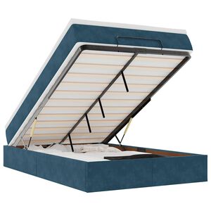 vidaXL Pat otoman cu saltea, albastru &icirc;nchis, 120x190 cm, catifea