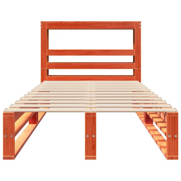 vidaXL Cadru pat fără saltea, maro ceruit, 75x190 cm, lemn masiv pin