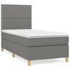vidaXL Pat box spring cu saltea, gri &icirc;nchis, 90x190 cm, textil