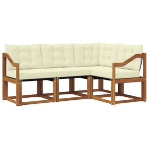 vidaXL Set de canapele de exterior cu pernă 4 pcs Natural și Crem