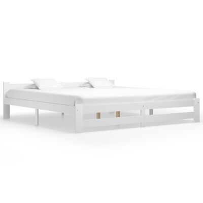 vidaXL Cadru de pat, alb, 200 x 200 cm, lemn masiv de pin