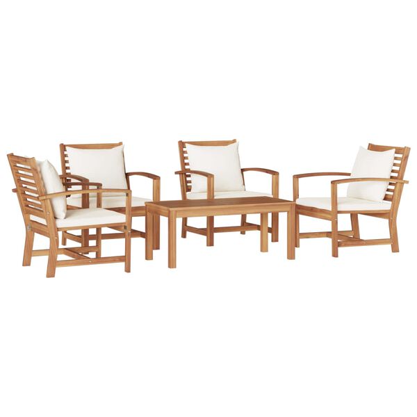 vidaXL Set de canapele pentru grădină 5 pcs natural Lemn solid de tec
