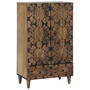 vidaXL Șifonier &Icirc;nalt Maro 60 x 33,5 x 100 cm Lemn de mango solid