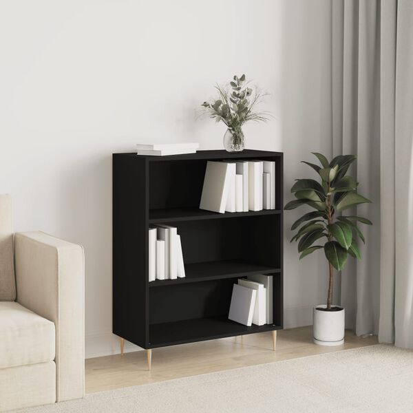 vidaXL Bibliotecă, negru, 69,5x32,5x90 cm, lemn compozit