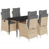 vidaXL Set mobilier de grădină cu perne, 5 piese, bej, poliratan