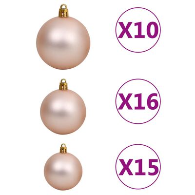 vidaXL Set globuri Crăciun cu vârf & 300 LED-uri 120 piese, roz auriu
