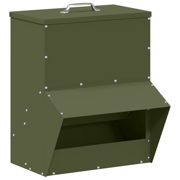 vidaXL Feeder pentru pui Verde măsliniu 20 x 25 x 35 cm