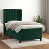 vidaXL Pat box spring cu saltea, verde &icirc;nchis, 80x200 cm, catifea