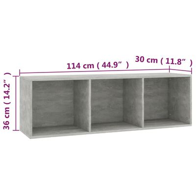 vidaXL Bibliotecă/Comodă TV, gri beton, 36 x 30 x 114 cm, PAL