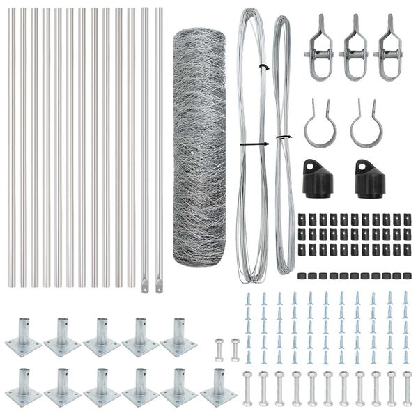 vidaXL St&acirc;lp de gard. Argintiu 25 x 0,6 m (plasă de 50 mm) Oțel