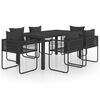 vidaXL Set mobilier de grădină, 7 piese, negru, ratan PVC