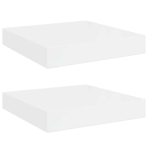 vidaXL Rafturi de perete, 2 buc., alb extralucios, 23x23,5x3,8 cm, MDF