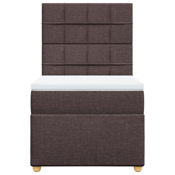 vidaXL Pat box spring cu saltea, maro &icirc;nchis, 90x190 cm, textil