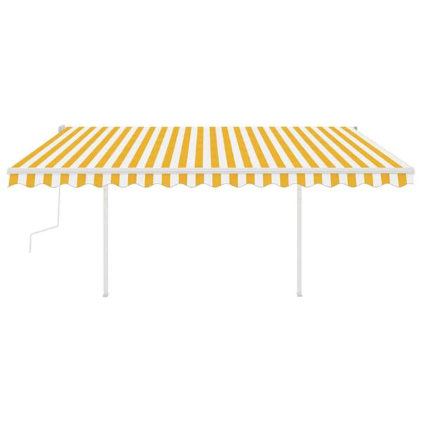 vidaXL Copertină retractabilă manual, cu LED, galben și alb, 4x3 m