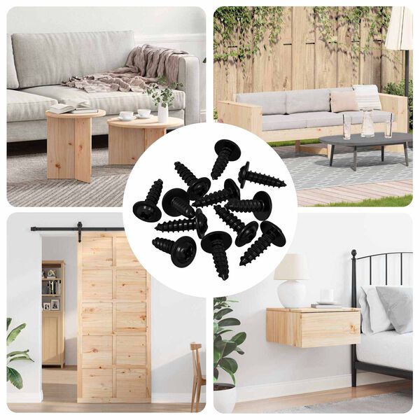 vidaXL Cuie Auto-filetante 12 pcs Negru 3,5 x 12 mm Fier