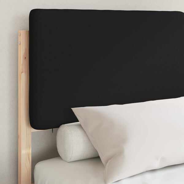 vidaXL Cadru de pat cu tăblie tapițată cu headboard Negru 140 x 190 cm