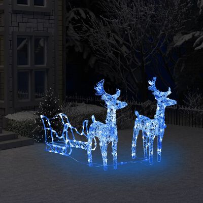 vidaXL Decorațiune de Crăciun reni și sanie 160 LED-uri 130 cm acril