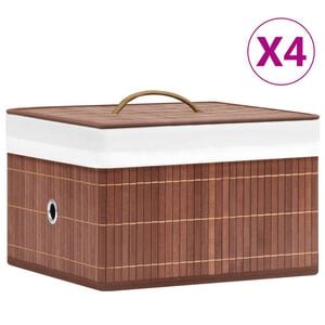 vidaXL Cutii de depozitare, 4 buc., maro, bambus