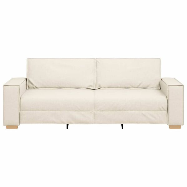 vidaXL Sofa cu 3 locuri Bej 220 cm Material textil din in