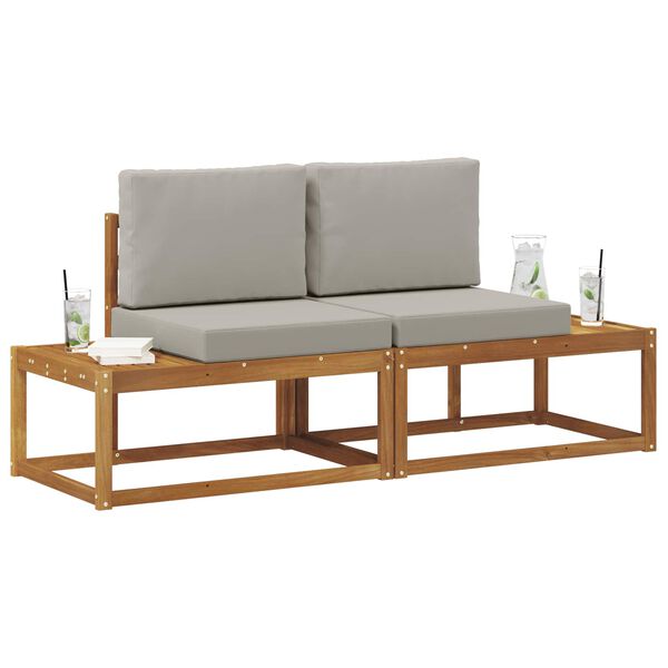 vidaXL Canapea de exterior cu pernă 2 Bucată Gri natural și deschis