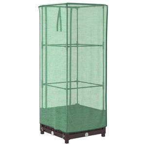 vidaXL Strat &icirc;nălțat cu husă de seră, aspect ratan, 40x40x123 cm