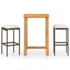 vidaXL Set mobilier de bar de gradină cu perne, 3 piese, maro