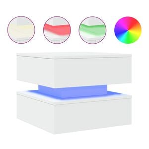 vidaXL Măsuță de cafea cu lumini LED, alb, 50x50x40 cm