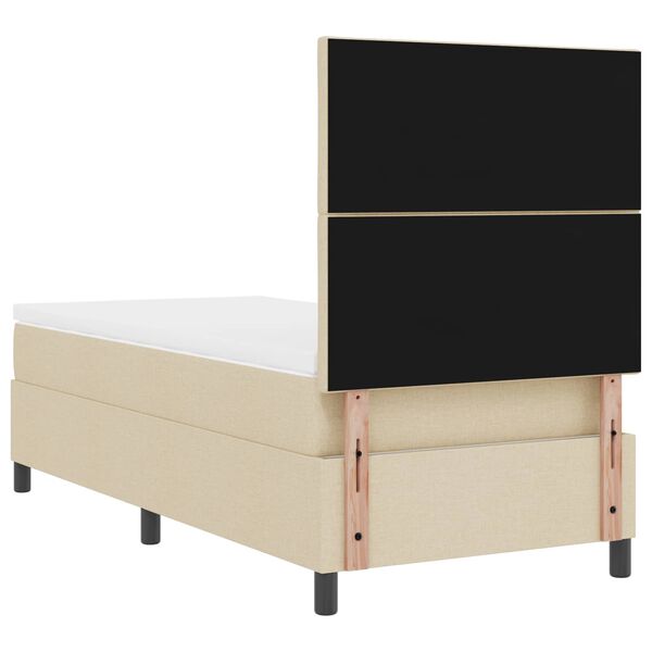 vidaXL Pat cu arcuri cu saltea cu headboard Crem 100 x 200 cm țesătură