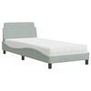 vidaXL Pat cu saltea, Dover, gri deschis, 80x200 cm, catifea