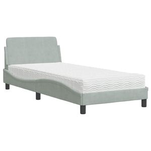 vidaXL Pat cu saltea, Dover, gri deschis, 80x200 cm, catifea