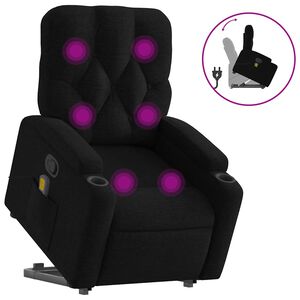 vidaXL Fotoliu rabatabil de masaj, cu ridicare, negru, material textil