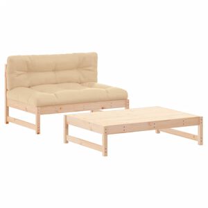 vidaXL Set mobilier de grădină cu perne, 2 piese, lemn masiv