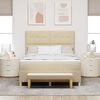 vidaXL Pat cu arcuri cu saltea cu headboard Crem 160 x 200 cm țesătură