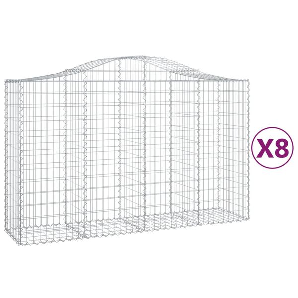 vidaXL Coșuri gabion arcuite 8 buc, 200x50x120/140 cm, fier galvanizat